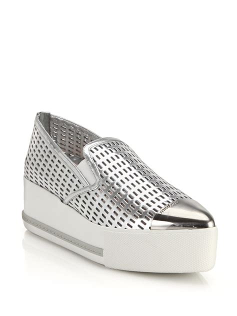 miu miu metal cap toe slip-on sneakers|mini miu sneakers.